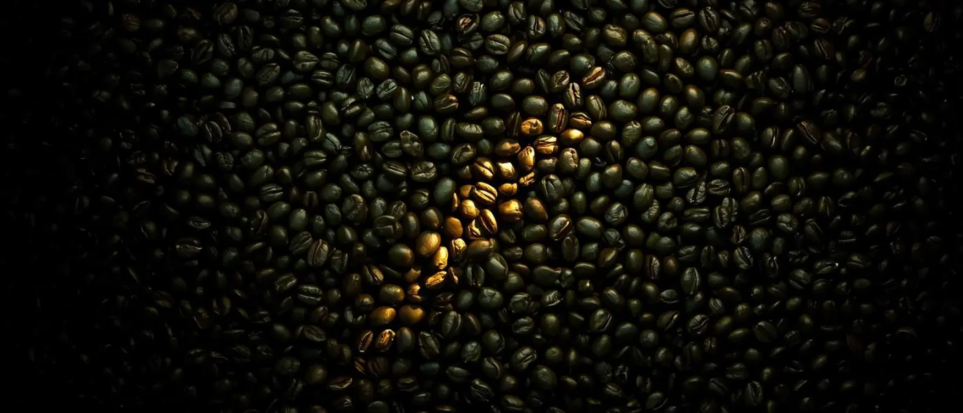 Close-up of green coffee beans being sorted by hand